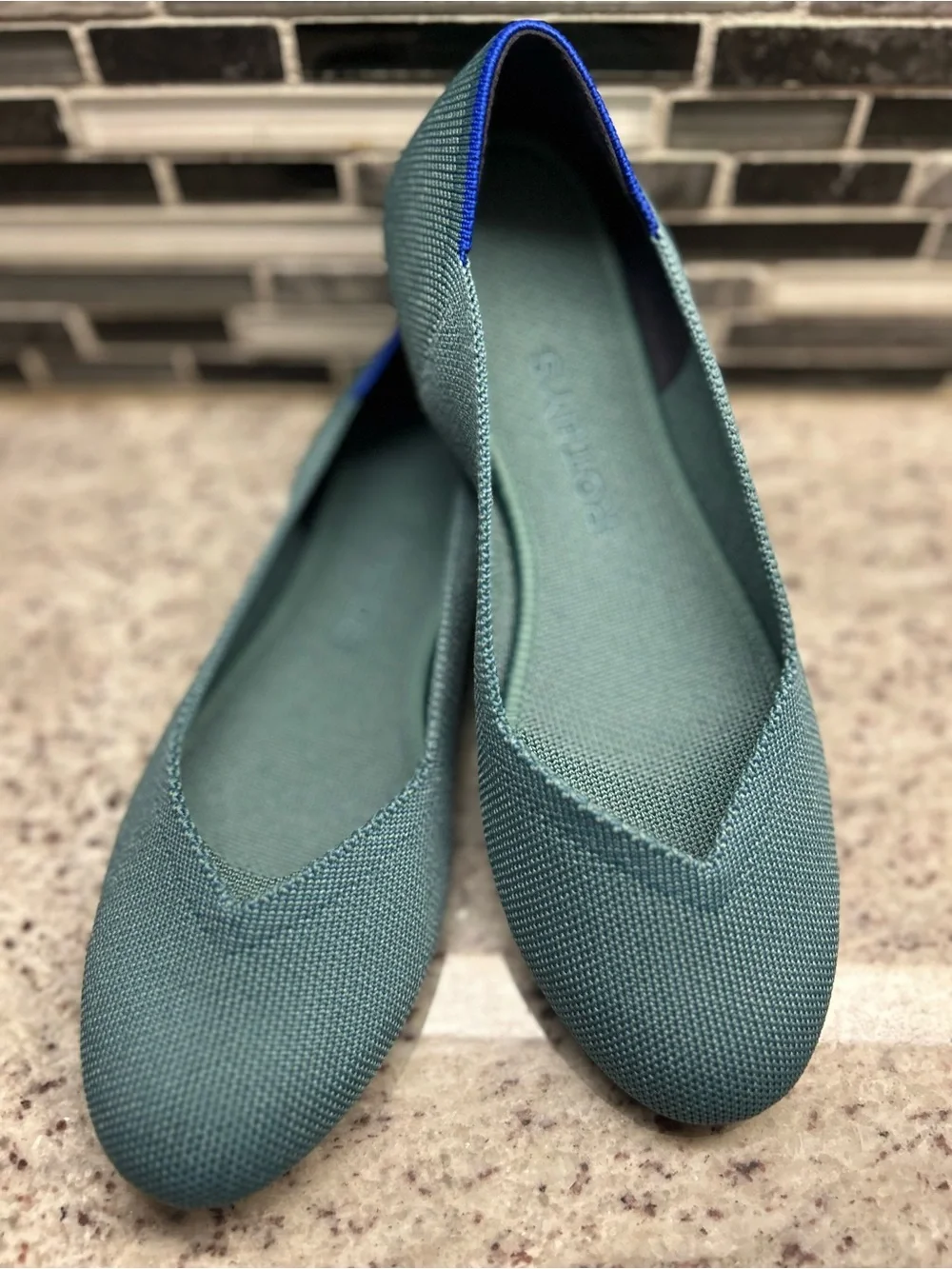 Rothy’s Women’s Teal Knit Ballet Flats - Slip-On Comfort size 6.5